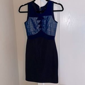Blue sheer faux leather dress